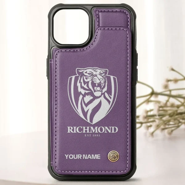 AFL Richmond Tigers Personalized Name - Leather Flip Wallet Phone Case HOAFL010725LPC02RICH - Purple - Image 2