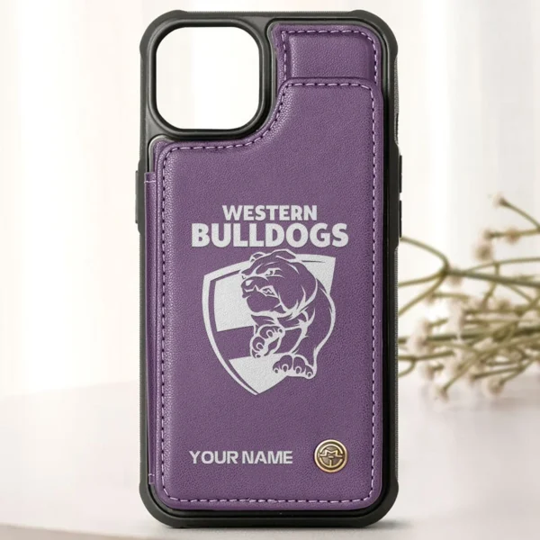 AFL Western Bulldogs Personalized Name - Leather Flip Wallet Phone Case HOAFL010725LPC02WB - Purple - Image 2