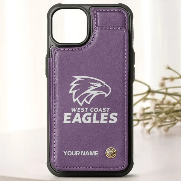 AFL West Coast Eagles Personalized Name - Leather Flip Wallet Phone Case HOAFL010725LPC02WCE - Purple - Image 2