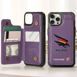 AFL Adelaide Crows Personalized Name - Leather Flip Wallet Phone Case HOAFL010725LPC01ADEL - Purple