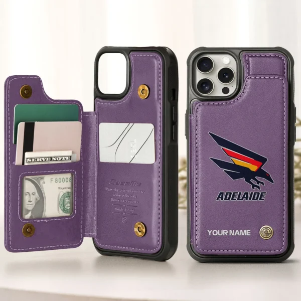 AFL Adelaide Crows Personalized Name - Leather Flip Wallet Phone Case HOAFL010725LPC01ADEL - Purple