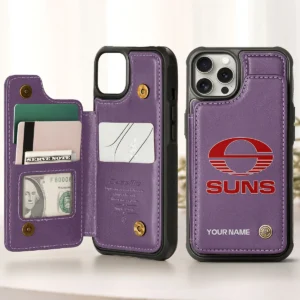 AFL Gold Coast SUNS Personalized Name - Leather Flip Wallet Phone Case HOAFL010725LPC01GCFC - Purple