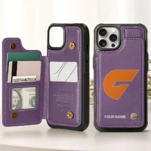 AFL GWS Giants Personalized Name - Leather Flip Wallet Phone Case HOAFL010725LPC01GWS - Purple