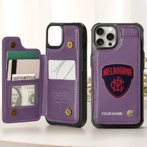 AFL Melbourne Demons Personalized Name - Leather Flip Wallet Phone Case HOAFL010725LPC01MELB - Purple