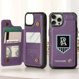 AFL Port Adelaide Power Personalized Name - Leather Flip Wallet Phone Case HOAFL010725LPC01PORT - Purple