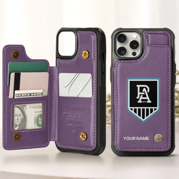 AFL Port Adelaide Power Personalized Name - Leather Flip Wallet Phone Case HOAFL010725LPC01PORT - Purple
