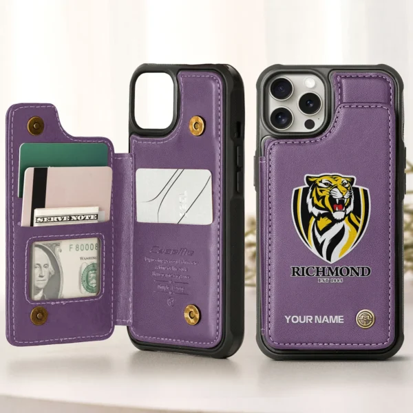 AFL Richmond Tigers Personalized Name - Leather Flip Wallet Phone Case HOAFL010725LPC01RICH - Purple