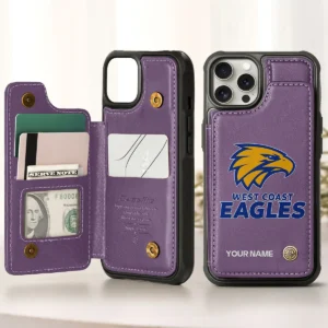AFL West Coast Eagles Personalized Name - Leather Flip Wallet Phone Case HOAFL010725LPC01WCE - Purple