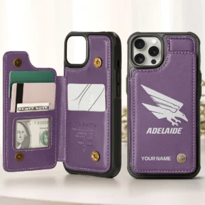 AFL Adelaide Crows Personalized Name - Leather Flip Wallet Phone Case HOAFL010725LPC02ADEL - Purple