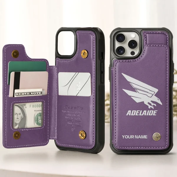 AFL Adelaide Crows Personalized Name - Leather Flip Wallet Phone Case HOAFL010725LPC02ADEL - Purple