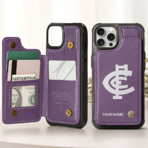 AFL Carlton Blues Personalized Name - Leather Flip Wallet Phone Case HOAFL010725LPC02CARL - Purple