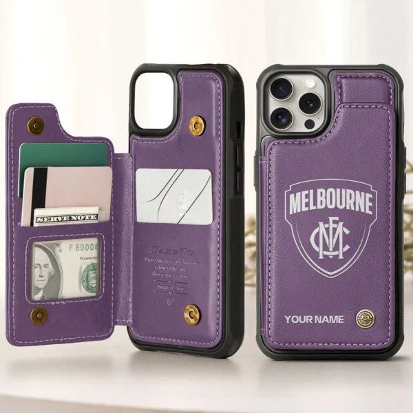 AFL Melbourne Demons Personalized Name - Leather Flip Wallet Phone Case HOAFL010725LPC02MELB - Purple