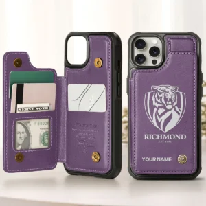 AFL Richmond Tigers Personalized Name - Leather Flip Wallet Phone Case HOAFL010725LPC02RICH - Purple