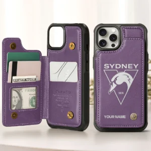 AFL Sydney Swans Personalized Name - Leather Flip Wallet Phone Case HOAFL010725LPC02SYD - Purple