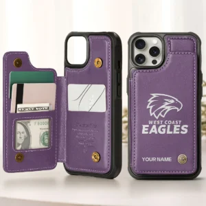 AFL West Coast Eagles Personalized Name - Leather Flip Wallet Phone Case HOAFL010725LPC02WCE - Purple