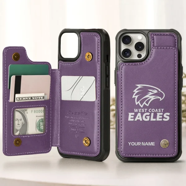 AFL West Coast Eagles Personalized Name - Leather Flip Wallet Phone Case HOAFL010725LPC02WCE - Purple