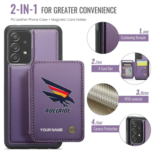 AFL Adelaide Crows Personalized Name - Leather Flip Wallet Phone Case HOAFL010725LPC01ADEL - Purple - Image 3