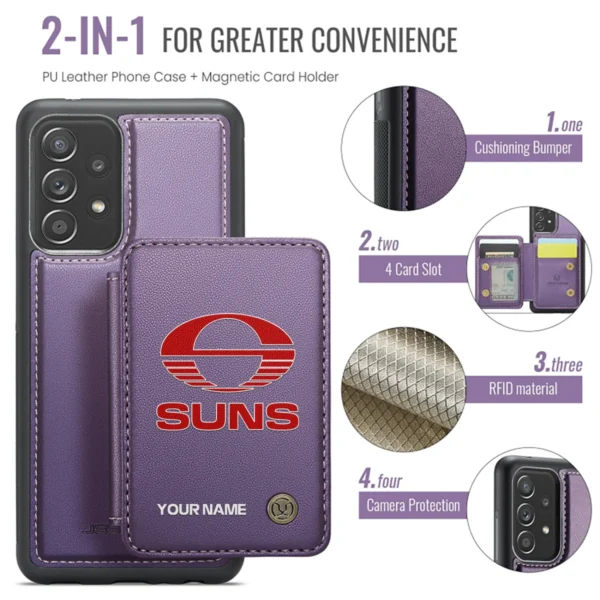 AFL Gold Coast SUNS Personalized Name - Leather Flip Wallet Phone Case HOAFL010725LPC01GCFC - Purple - Image 3