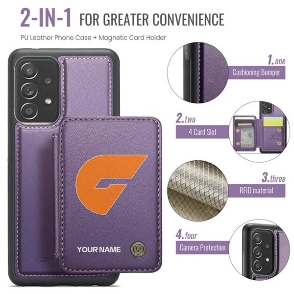 AFL GWS Giants Personalized Name - Leather Flip Wallet Phone Case HOAFL010725LPC01GWS - Purple - Image 3