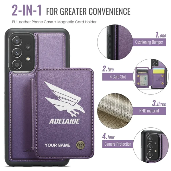 AFL Adelaide Crows Personalized Name - Leather Flip Wallet Phone Case HOAFL010725LPC02ADEL - Purple - Image 3