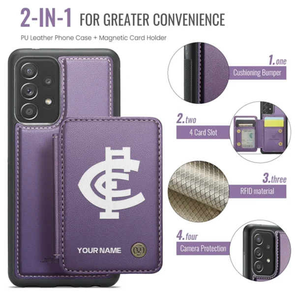 AFL Carlton Blues Personalized Name - Leather Flip Wallet Phone Case HOAFL010725LPC02CARL - Purple - Image 3