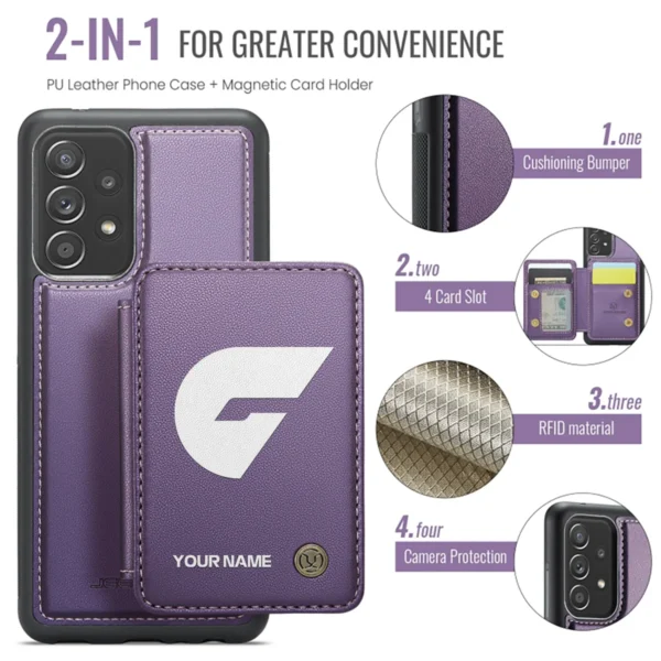 AFL GWS Giants Personalized Name - Leather Flip Wallet Phone Case HOAFL010725LPC02GWS - Purple - Image 3