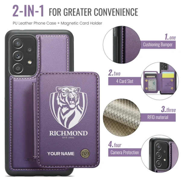 AFL Richmond Tigers Personalized Name - Leather Flip Wallet Phone Case HOAFL010725LPC02RICH - Purple - Image 3