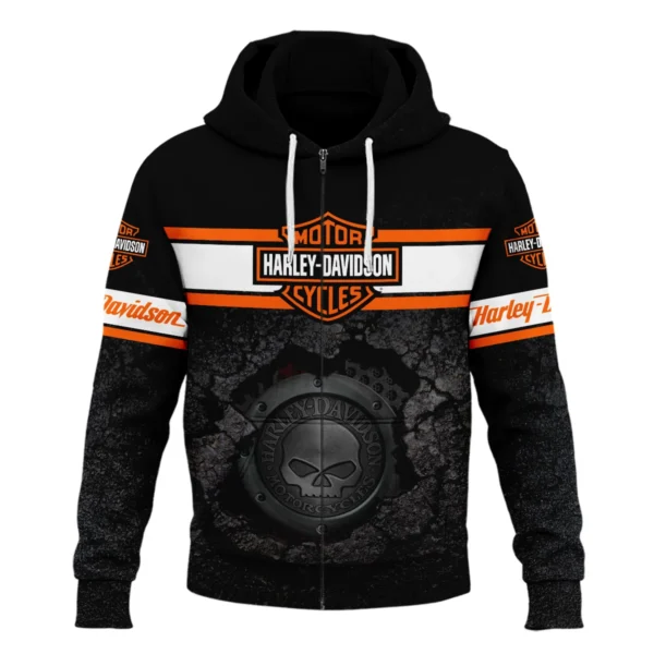 Harley-Davidson Motorcycle Exclusive Logo Zipper Hoodie QTHD010725A1-ZHD - Image 2