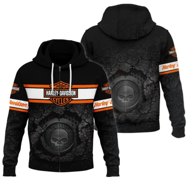 Harley-Davidson Motorcycle Exclusive Logo Zipper Hoodie QTHD010725A1-ZHD