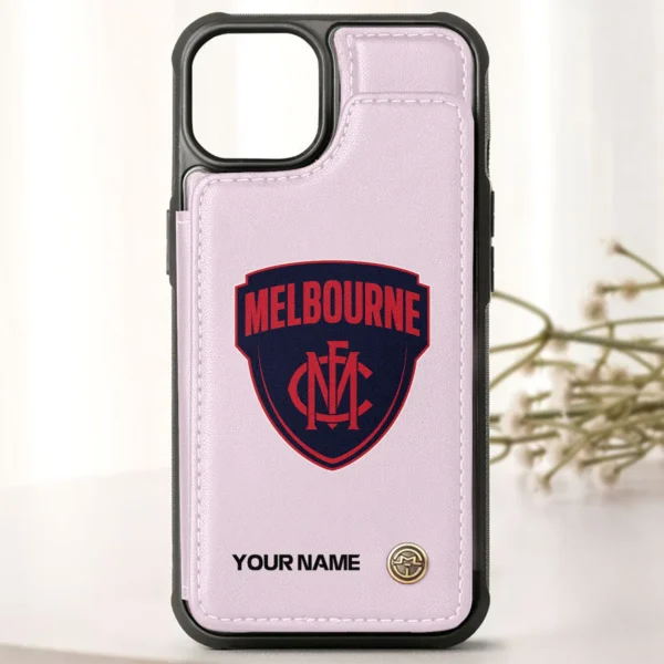 AFL Melbourne Demons Personalized Name - Leather Flip Wallet Phone Case HOAFL010725LPC01MELB - Light Pink - Image 2