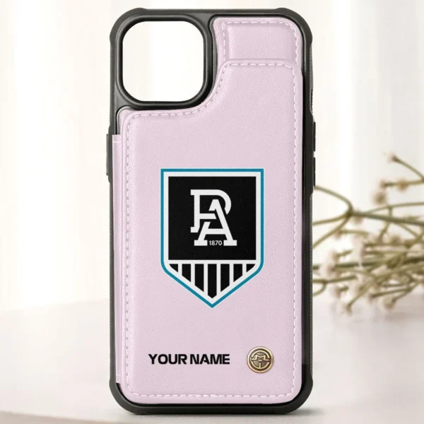 AFL Port Adelaide Power Personalized Name - Leather Flip Wallet Phone Case HOAFL010725LPC01PORT - Light Pink - Image 2