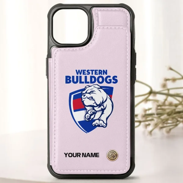 AFL Western Bulldogs Personalized Name - Leather Flip Wallet Phone Case HOAFL010725LPC01WB - Light Pink - Image 2