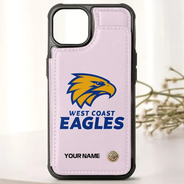 AFL West Coast Eagles Personalized Name - Leather Flip Wallet Phone Case HOAFL010725LPC01WCE - Light Pink - Image 2