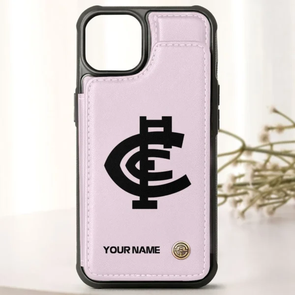 AFL Carlton Blues Personalized Name - Leather Flip Wallet Phone Case HOAFL010725LPC02CARL - Light Pink - Image 2