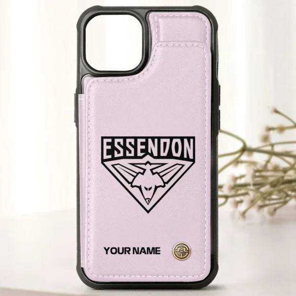 AFL Essendon Bombers Personalized Name - Leather Flip Wallet Phone Case HOAFL010725LPC02ESS - Light Pink - Image 2