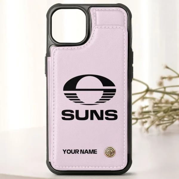 AFL Gold Coast SUNS Personalized Name - Leather Flip Wallet Phone Case HOAFL010725LPC02GCFC - Light Pink - Image 2