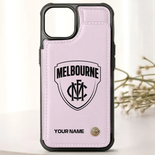 AFL Melbourne Demons Personalized Name - Leather Flip Wallet Phone Case HOAFL010725LPC02MELB - Light Pink - Image 2
