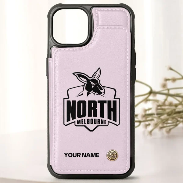 AFL North Melbourne Kangaroos Personalized Name - Leather Flip Wallet Phone Case HOAFL010725LPC02NMFC - Light Pink - Image 2