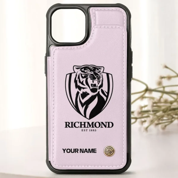 AFL Richmond Tigers Personalized Name - Leather Flip Wallet Phone Case HOAFL010725LPC02RICH - Light Pink - Image 2