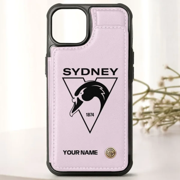 AFL Sydney Swans Personalized Name - Leather Flip Wallet Phone Case HOAFL010725LPC02SYD - Light Pink - Image 2