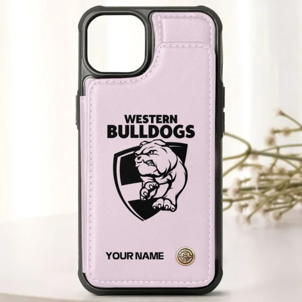 AFL Western Bulldogs Personalized Name - Leather Flip Wallet Phone Case HOAFL010725LPC02WB - Light Pink - Image 2