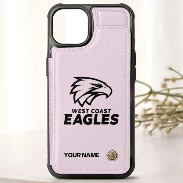 AFL West Coast Eagles Personalized Name - Leather Flip Wallet Phone Case HOAFL010725LPC02WCE - Light Pink - Image 2