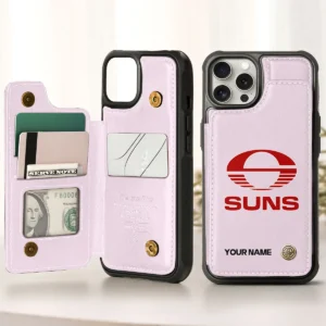 AFL Gold Coast SUNS Personalized Name - Leather Flip Wallet Phone Case HOAFL010725LPC01GCFC - Light Pink