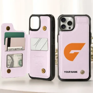 AFL GWS Giants Personalized Name - Leather Flip Wallet Phone Case HOAFL010725LPC01GWS - Light Pink