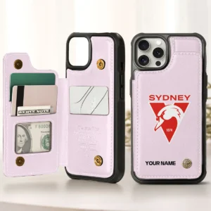 AFL Sydney Swans Personalized Name - Leather Flip Wallet Phone Case HOAFL010725LPC01SYD - Light Pink
