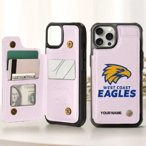 AFL West Coast Eagles Personalized Name - Leather Flip Wallet Phone Case HOAFL010725LPC01WCE - Light Pink