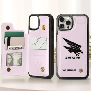 AFL Adelaide Crows Personalized Name - Leather Flip Wallet Phone Case HOAFL010725LPC02ADEL - Light Pink