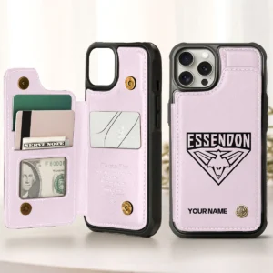 AFL Essendon Bombers Personalized Name - Leather Flip Wallet Phone Case HOAFL010725LPC02ESS - Light Pink