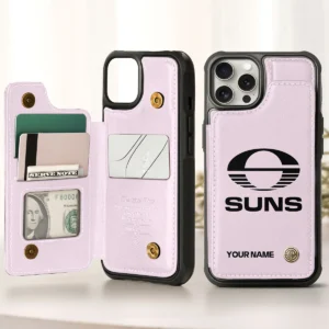 AFL Gold Coast SUNS Personalized Name - Leather Flip Wallet Phone Case HOAFL010725LPC02GCFC - Light Pink