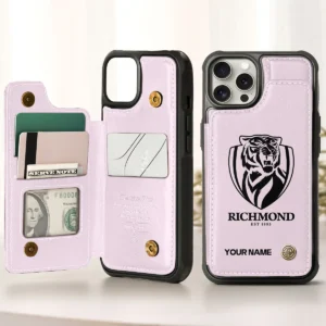 AFL Richmond Tigers Personalized Name - Leather Flip Wallet Phone Case HOAFL010725LPC02RICH - Light Pink
